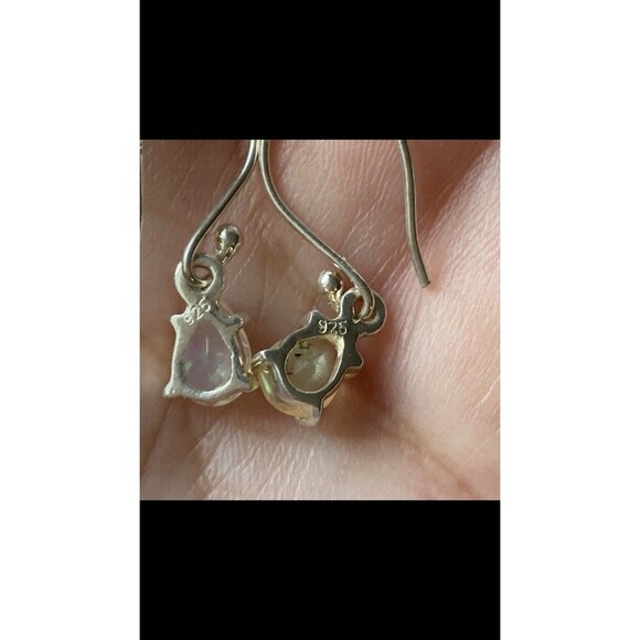 Sterling Silver 925 and Ethopian Fire Opal Teardrop Drop Hook Earrings Opal Gems - Picture 5 of 10